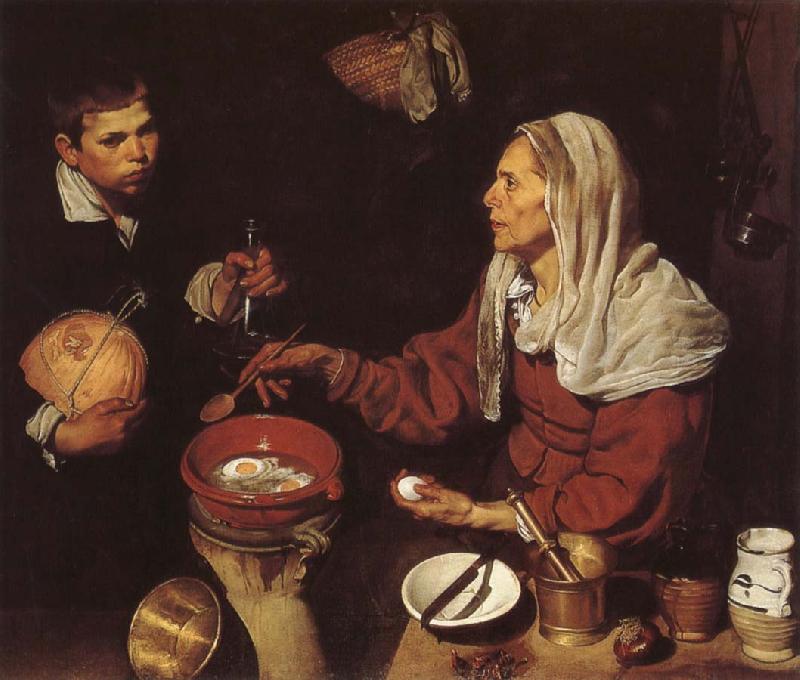 VELAZQUEZ, Diego Rodriguez de Silva y The Woman Fry eggs Sweden oil painting art